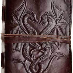 Double Dragon leather blank book w/ cord