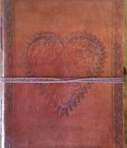 5″ x 7″ Heart leather blank book w/cord