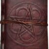 Pentagram leather blank book w/ cord