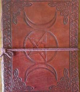 5″ x 7″ Triple Moon Pentagram leather blank book w/cord