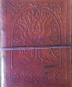 5″ x 7″ Tree of Life leather blank book w/cord