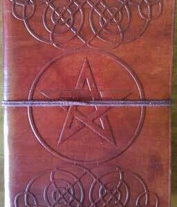 5″ x 7″ Pentagram leather blank book w/cord