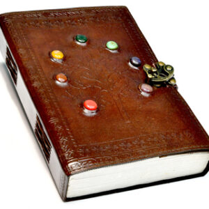 Tree of Life Chakra Stones leather blank book w/ latch