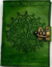 5″ x 7″ green Tree of Life leather w/ latch