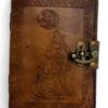 Celtic Wolf & Moon leather blank book w/ latch