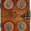 4 Turquoise Stones leather blank book w/ latch 4 Turquoise Stones leather blank book w/ latch