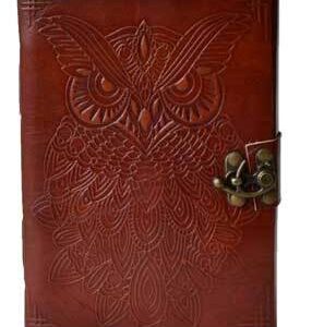 5″ x 7″ Owl leather blank book w/ latch