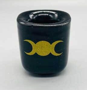 Triple Moon Black ceramic holder