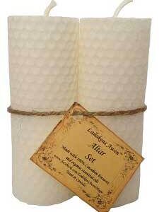 4 1/4″ Altar set white Lailokens Awen candle