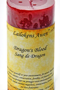 4″ Dragin’s Blood scented Lailokens Awen candle