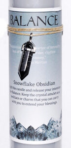 Balance pillar candle with Snowflake Obsidian pendant