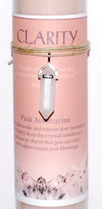 Clarity pillar candle with Pink Aventurine pendant