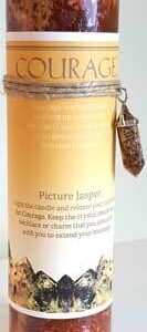 Courage pillar candle with Picture Jasper pendant