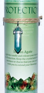 Protection pillar candle with Indian Agate pendant