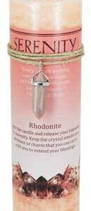 Serenity pillar candle with Blue Sandstone pendant