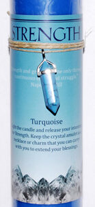 Strength pillar candle with Turquoise pendant