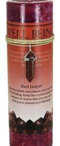 Well Being pillar candle withRed Jasper pendant