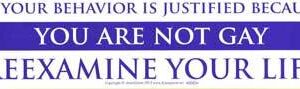 If your Behavior is Justified because You Are Not Gay Reexamine Your Life