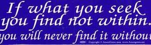 If What You Seek You Find Not Within You Will Never Find It bumper sticker