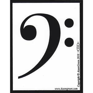 Bass Clef bumper sticker 3 3/4″ x 3″