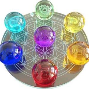 55mm 7 Chakra Flower of Life set gazing balls