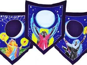 Triple Moon Goddess Prayer Flags 60″ x  29″