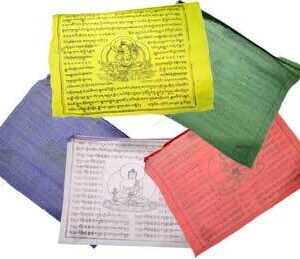Tibetan Green Tara prayer flag 9″ x 9 1/2″
