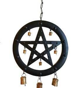 9 1/2″ Black Pentagram wind chime