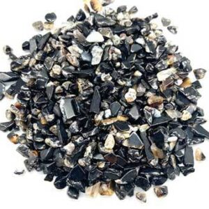 1 lb Agate, Black tumbled chips 5-12mm