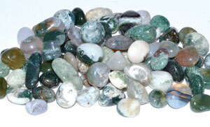 1 lb Agate, Moss tumbled chips 7-9mm