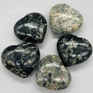 2″ Black in Green Stone heart