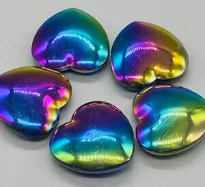 1 3/4″ Hematite, Rainbow heart