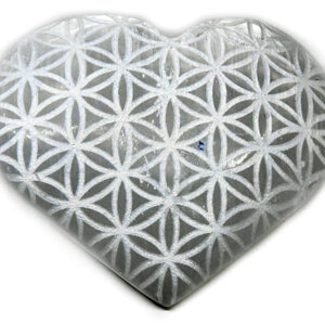 3″ Selenite heart , Flower of Life