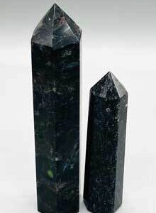 3+” Biotite, Black with blue light in it obelisk