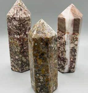~5+” White Leopard Skin Jasper obelisk