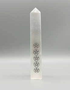 6-7″ Pentagram Selenite obelisk