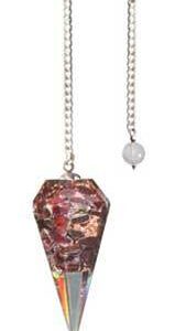 6-sided Garnet orgone  pendulum