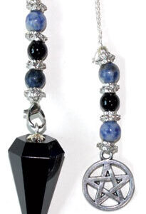 6-sided Black Obsicdian Pentagram pendulum