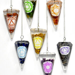 6-sided 7 Chakra orgone pendulum (7 pcs)