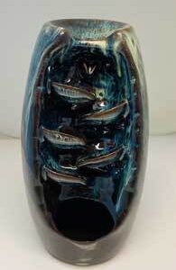 6 1/2″ Blue/ Brown Ceramic back flow incense burner