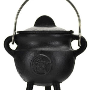 Pentagram Cast Iron Cauldron w/ Lid 2 3/4″