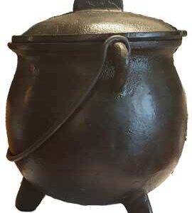 8″ cast iron cauldron w/ lid