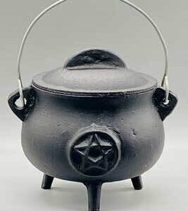 5.5″ Pentagram cast iron cauldron w/ lid