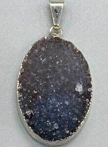 Amethyst Oval silver plated pendant