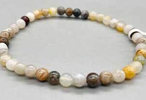 4mm Agate, Bamboo Leaf bracelet
