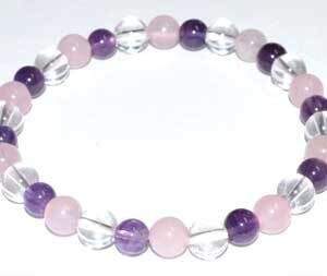 6mm Amethyst, Rose Quartz & Quartz bracelet