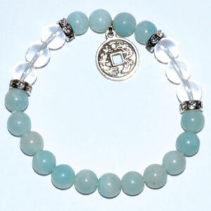 8mm Amazonite/ Quartz with Chinese Coin