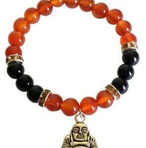 8mm Carnelian/ Black Onyx with Buddha