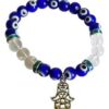 8mm Evil Eye/ Clear Quartz with Fatima Hand 8mm Evil Eye/ Clear Quartz with Fatima Hand