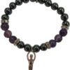8mm Hematite (man-made)/ Amethyst with Goddess 8mm Hematite (man-made)/ Amethyst with Goddess